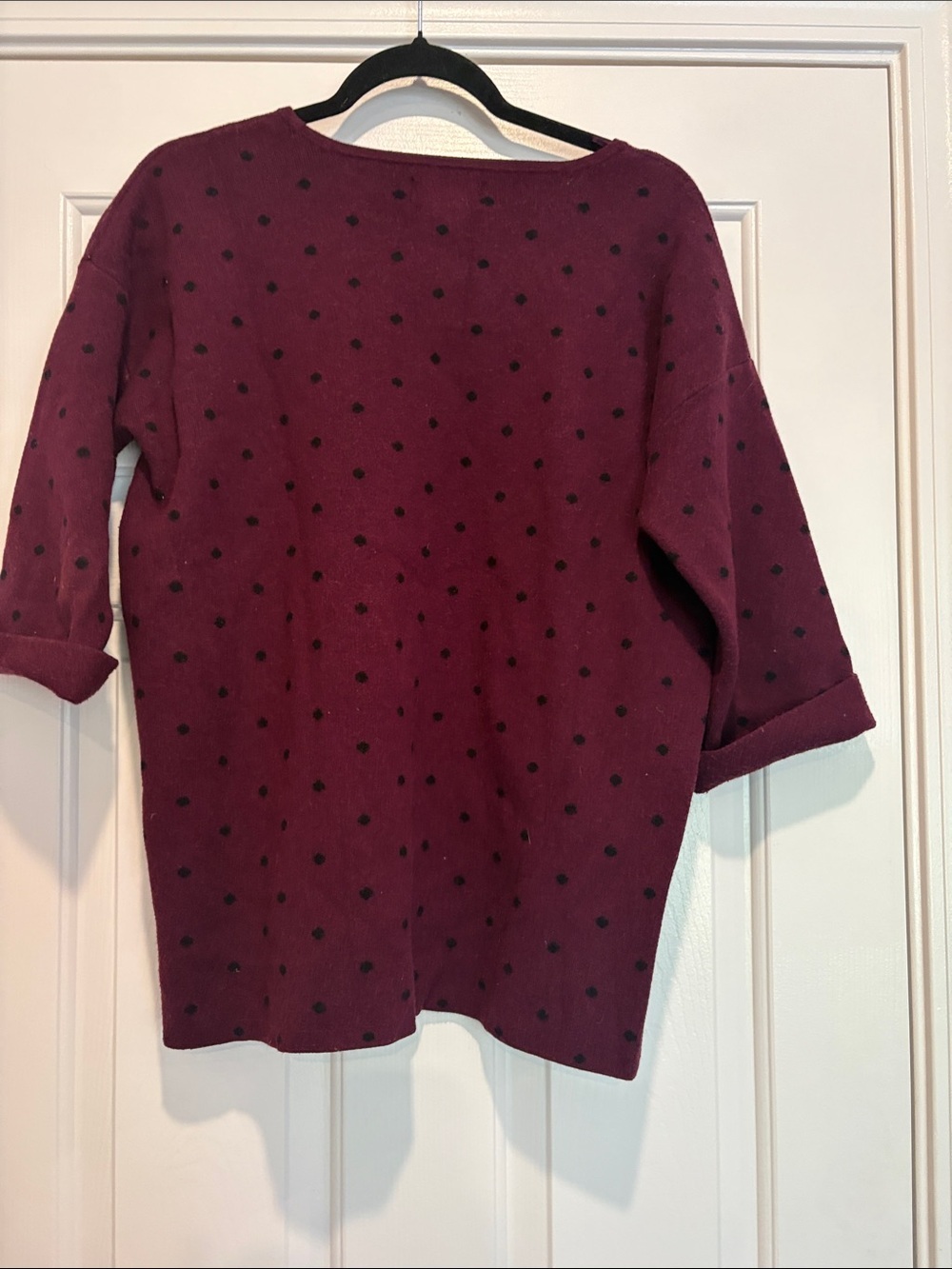 Cynthia Rowley Plum Crewneck Sweater with Black Polka Dots 1x - Picture 2 of 8